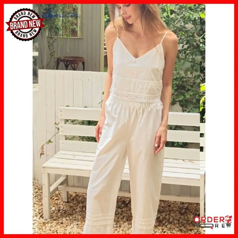 Cotton Pettipants with Pockets Horizontal Pleating Lace Trim Half Slip